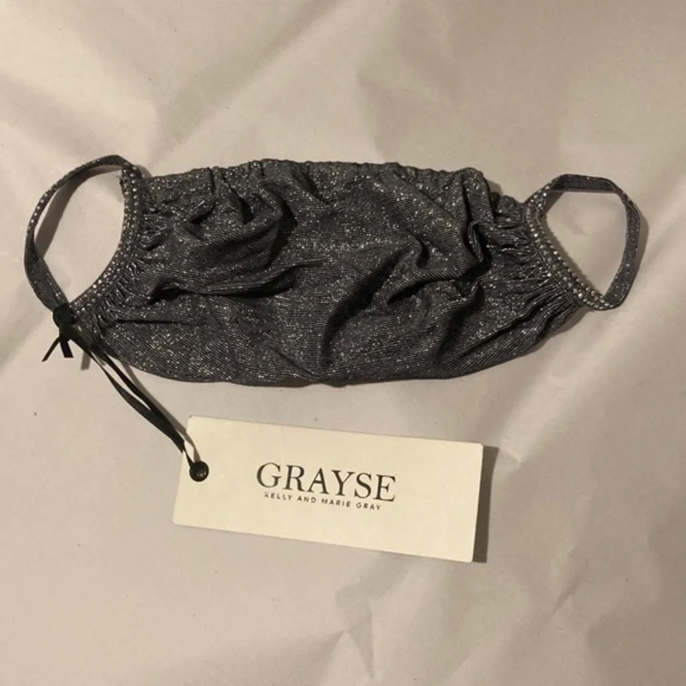 GRAYSE Kelly and Marie Gray Silver Shimmer Glamour Studded Face mask NWT O/S